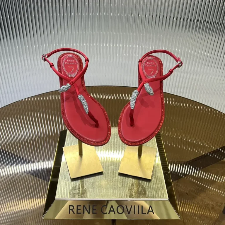 Rene Caovilla Women Serpente Red Thong Sandal 10 C12048010R001V126