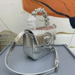 Versace Women La Medusa Metallic Mini Bag-Silver 1E56P