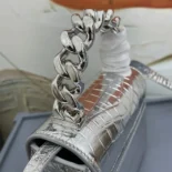 Versace Women La Medusa Metallic Mini Bag-Silver 1E56P