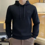 Dior Men CD Icon Hooded Sweatshirt Black Cotton Fleece