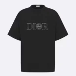 Dior Men Dior and Stone Island T-shirt Oversized Fit Black Cotton Jersey