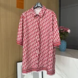 Dior Men Oblique Short-Sleeved Shirt in Silk Twill