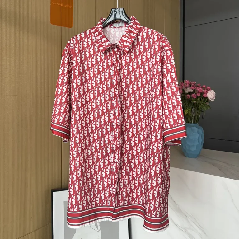 Dior Men Oblique Short-Sleeved Shirt in Silk Twill