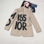 Dior Women Blazer Beige Virgin Wool and Mohair with Black Miss Dior Graffiti Motif