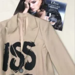Dior Women Blazer Beige Virgin Wool and Mohair with Black Miss Dior Graffiti Motif