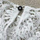 Dior Women Dioriviera Cropped Short-Sleeved Top Ecru Toile de Jouy Soleil Technical Cotton Lace
