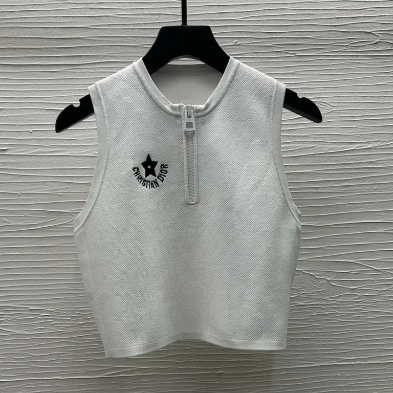 Dior Women Dioriviera Cropped Tank Top with White Technical Knit