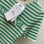 Dior Women Dioriviera Short-Sleeved Sweater Aqua Cashmere and Wool Knit