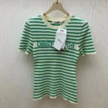 Dior Women Dioriviera Short-Sleeved Sweater Aqua Cashmere and Wool Knit
