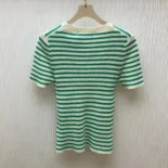 Dior Women Dioriviera Short-Sleeved Sweater Aqua Cashmere and Wool Knit