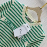 Dior Women Dioriviera Short-Sleeved Sweater Aqua Cashmere and Wool Knit