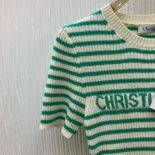 Dior Women Dioriviera Short-Sleeved Sweater Aqua Cashmere and Wool Knit
