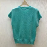 Dior Women Dioriviera Short-Sleeved Sweater Aquamarina Cashmere Knit