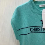 Dior Women Dioriviera Short-Sleeved Sweater Aquamarina Cashmere Knit