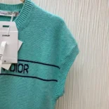 Dior Women Dioriviera Short-Sleeved Sweater Aquamarina Cashmere Knit