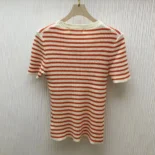 Dior Women Dioriviera Short-Sleeved Sweater Orange Cashmere and Wool Knit