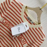 Dior Women Dioriviera Short-Sleeved Sweater Orange Cashmere and Wool Knit