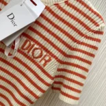 Dior Women Dioriviera Short-Sleeved Sweater Orange Cashmere and Wool Knit