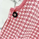 Dior Women Dioriviera Short Straight Dress White and Candy Pink Houndstooth Technical Knit