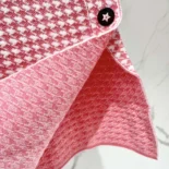 Dior Women Dioriviera Short Straight Dress White and Candy Pink Houndstooth Technical Knit
