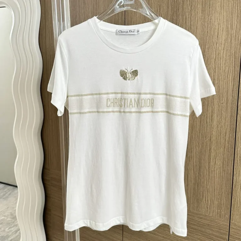 Dior Women Embroidered T-Shirt in White Cotton Jersey