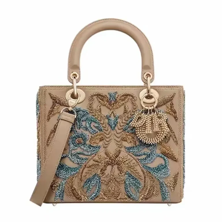 Dior Women Small Lady Bag Calfskin Embroidered with Multicolor Small FlowersDior Women Small Lady Bag Calfskin Embroidered with Multicolor Small Flowers