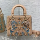 Dior Women Small Lady Bag Calfskin Embroidered with Multicolor Small Flowers