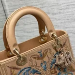 Dior Women Small Lady Bag Calfskin Embroidered with Multicolor Small Flowers