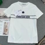 Dior Women T-Shirt White Cotton Jersey with Signature