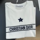 Dior Women T-Shirt White Cotton Jersey with Signature