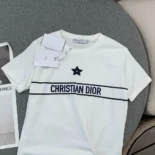 Dior Women T-Shirt White Cotton Jersey with Signature