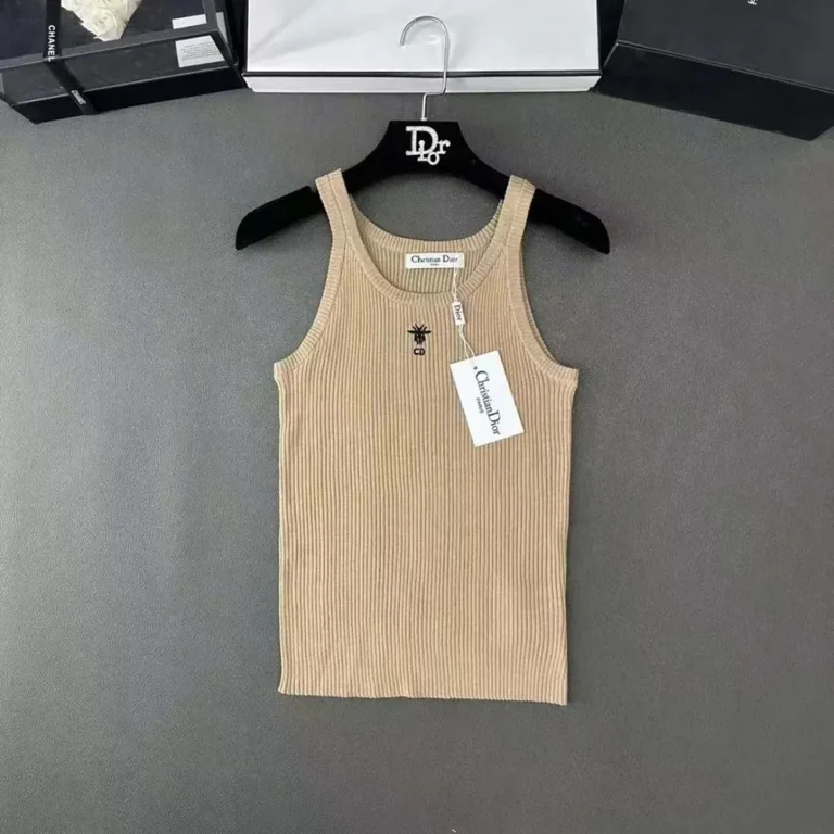 Dior Women Tank Top Sandy Ribbed Cotton Jersey 343T50B4086X0200