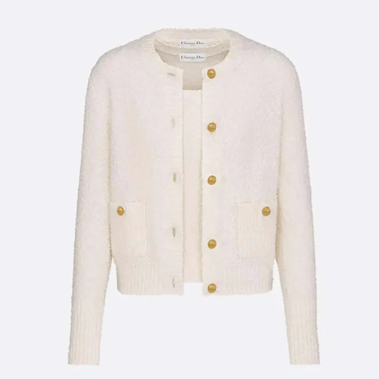 Dior Women Twinset Ecru Cotton and Wool-Blend Knit