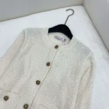 Dior Women Twinset Ecru Cotton and Wool-Blend Knit