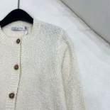 Dior Women Twinset Ecru Cotton and Wool-Blend Knit