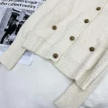 Dior Women Twinset Ecru Cotton and Wool-Blend Knit