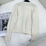 Dior Women Twinset Ecru Cotton and Wool-Blend Knit