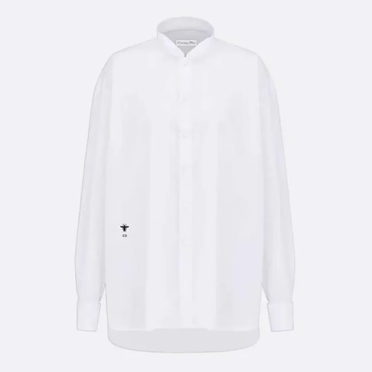 Dior Women Wing-Collar Shirt White Cotton Poplin