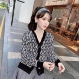 Fendi Women Cardigan Black FF Cashmere Cardigan