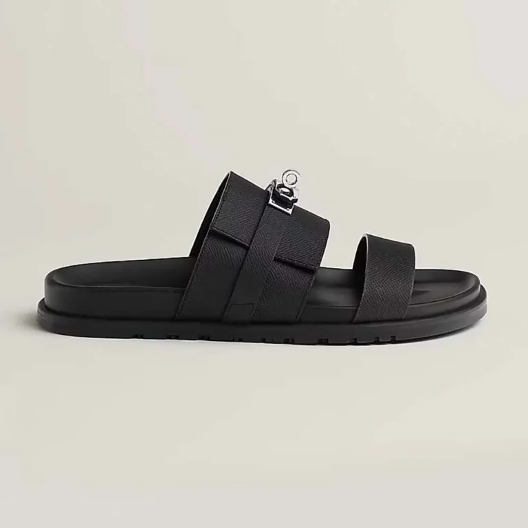 Hermes Women Jackson Sandal in Epsom Calfskin-Black