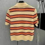 Miu Miu Women Cotton Striped Knit Polo Shirt