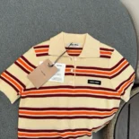 Miu Miu Women Cotton Striped Knit Polo Shirt
