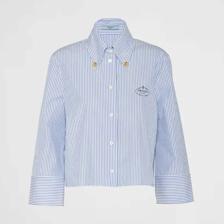 Prada Women Embroidered Striped Shirt P495GR_14QJ_F0AZ1_S_OOO