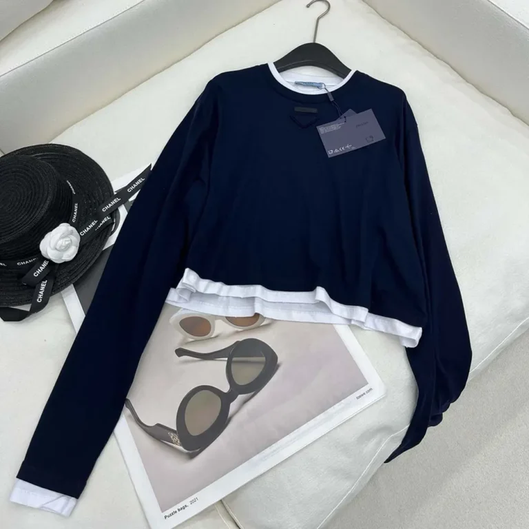 Prada Women Long-sleeved Jersey T-shirt 3466815ZGF0124SOOO