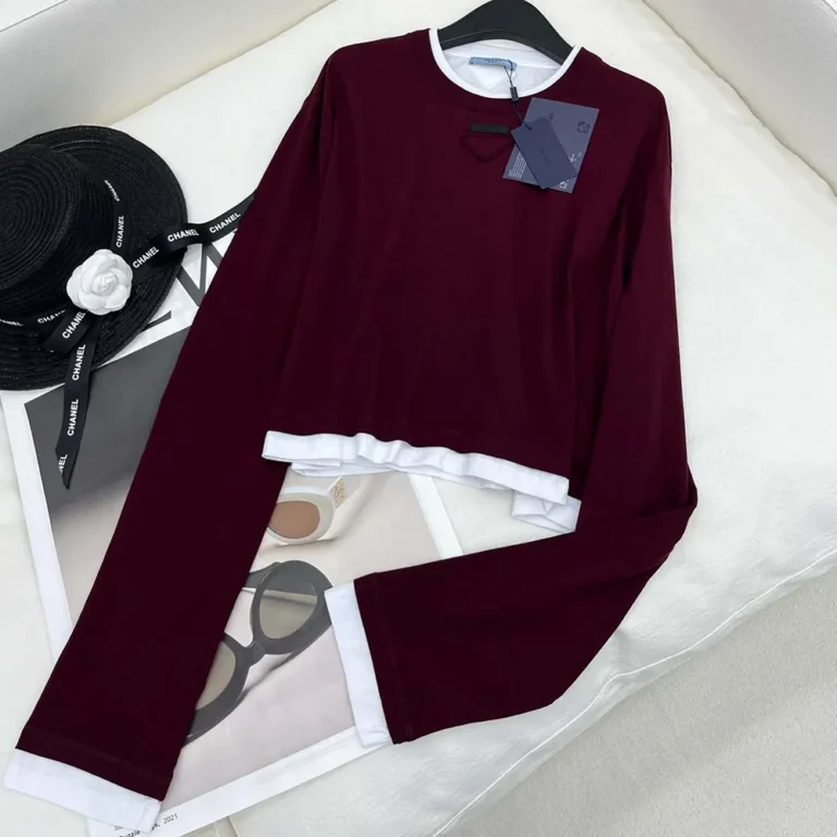 Prada Women Long-sleeved Jersey T-shirt 3466815ZGF0403SOOO