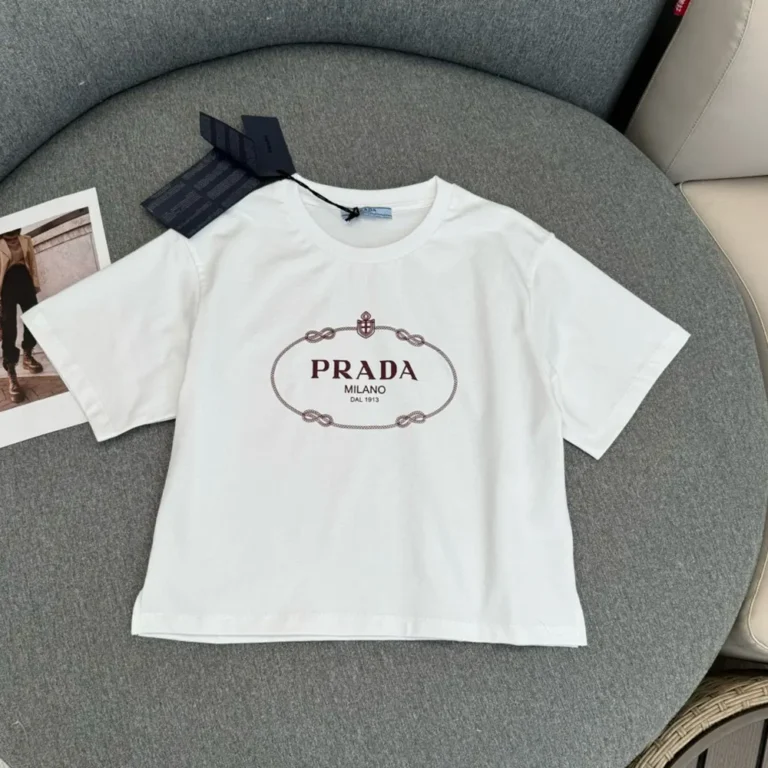 Prada Women Printed Jersey T-shirt in Ivory 3549B_15D3_F0XPE