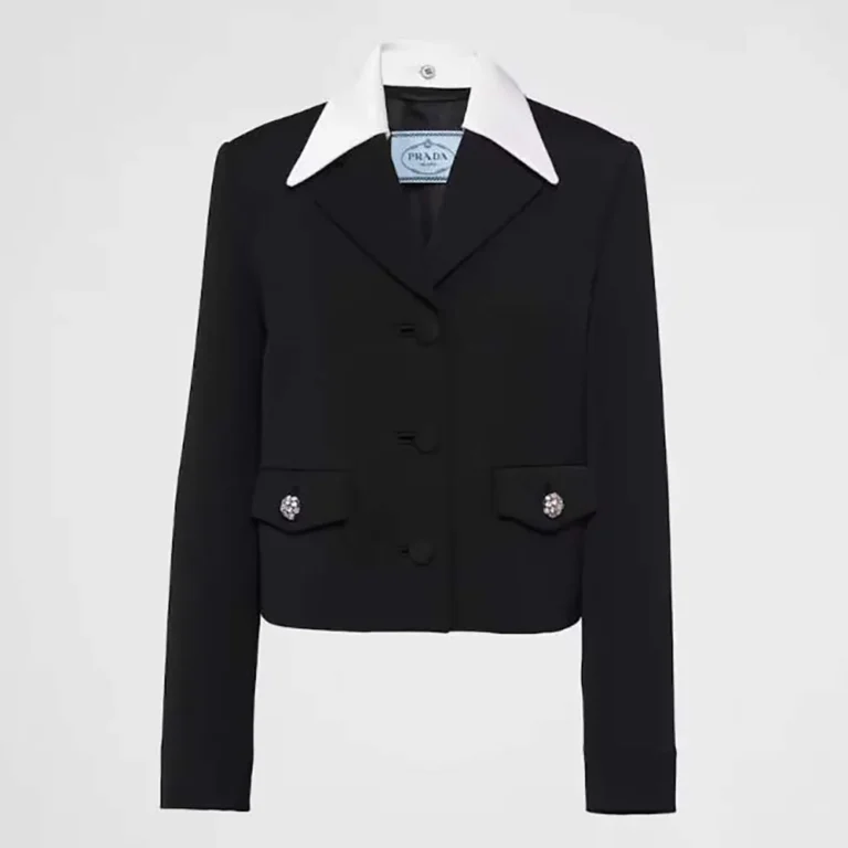 Prada Women Single-breasted Wool and Satin Jacket P507OG