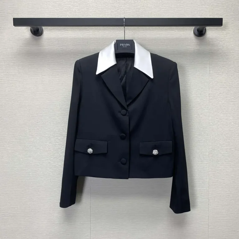 Prada Women Single-breasted Wool and Satin Jacket P507OG