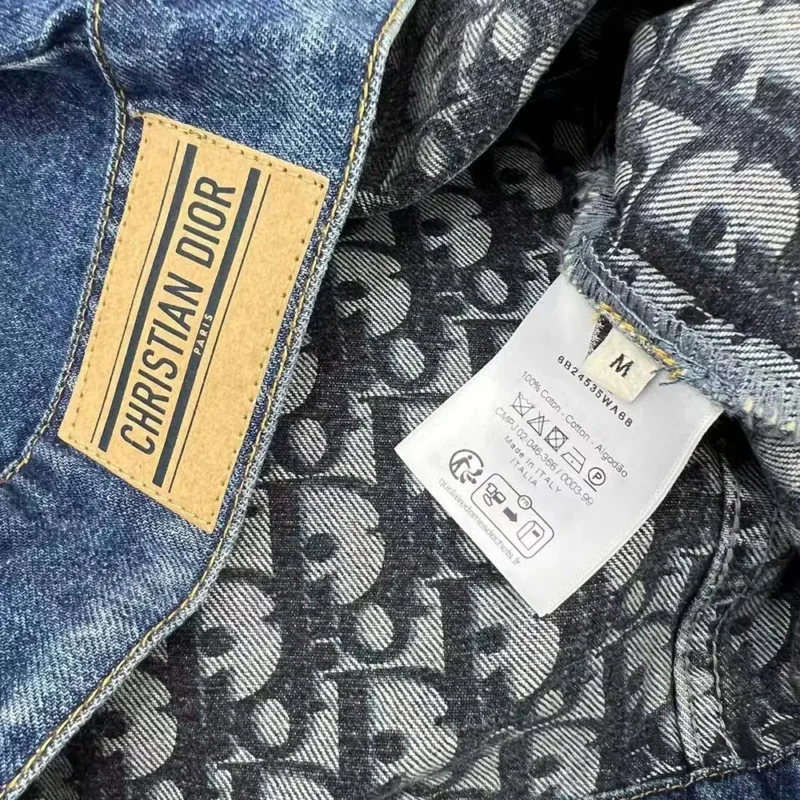 Dior Women Jacket Blue Stonewashed Cotton Denim with Dior Oblique Interior