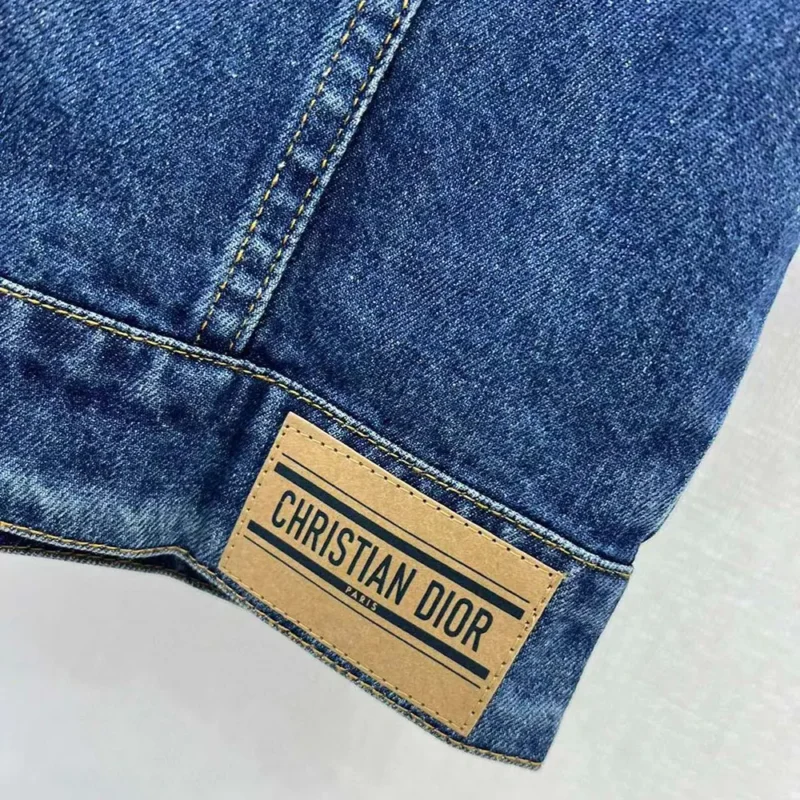 Dior Women Jacket Blue Stonewashed Cotton Denim with Dior Oblique Interior